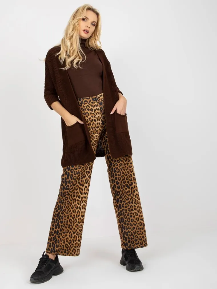 Kardigan damski, brązowy, Rue Paris