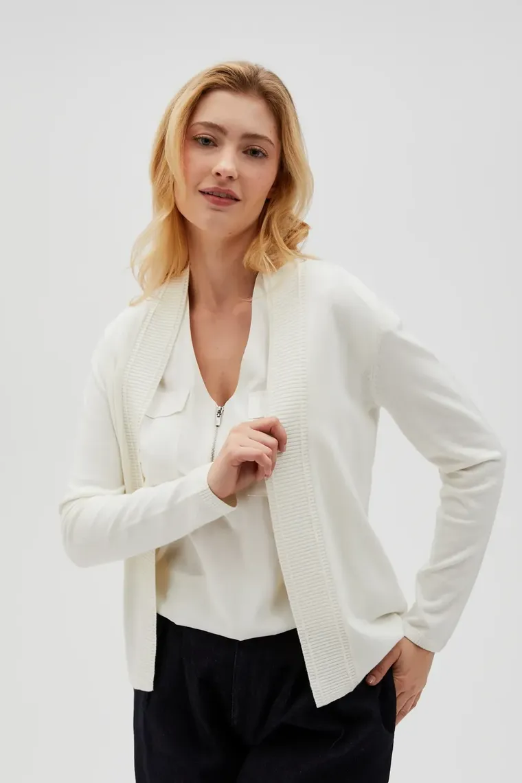 Kardigan damski, ecru, Moodo