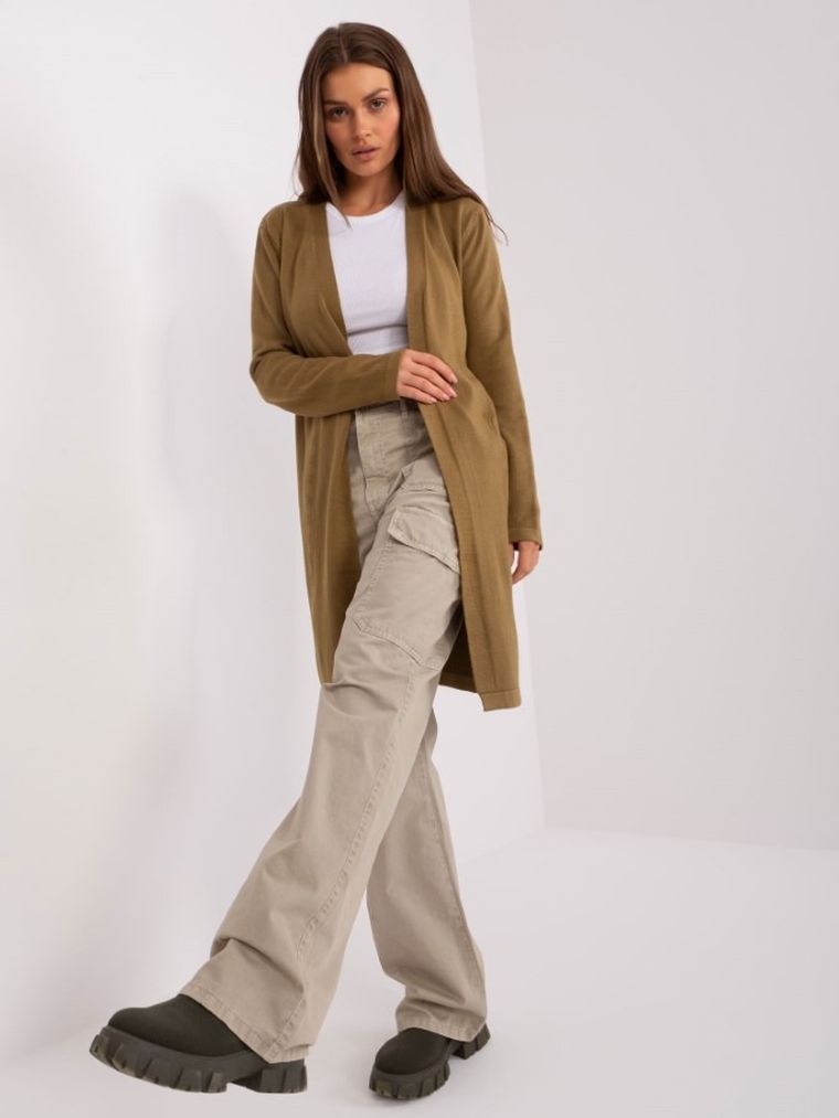 Kardigan damski, khaki, Italy Moda