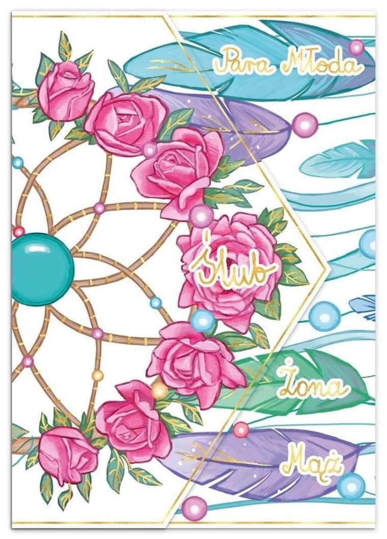 Karnet A5, ślub, łapacz snów pionowy z kieszonką