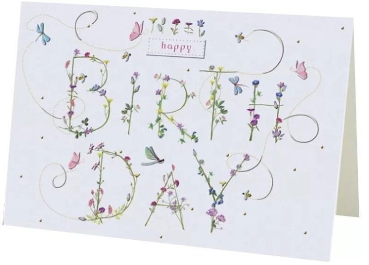 Karnet B6 + koperta, napis z kwiatów