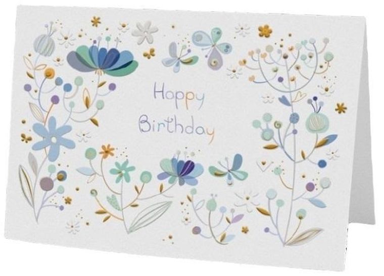 Karnet B6 + koperta, Niebieskie kwiatki