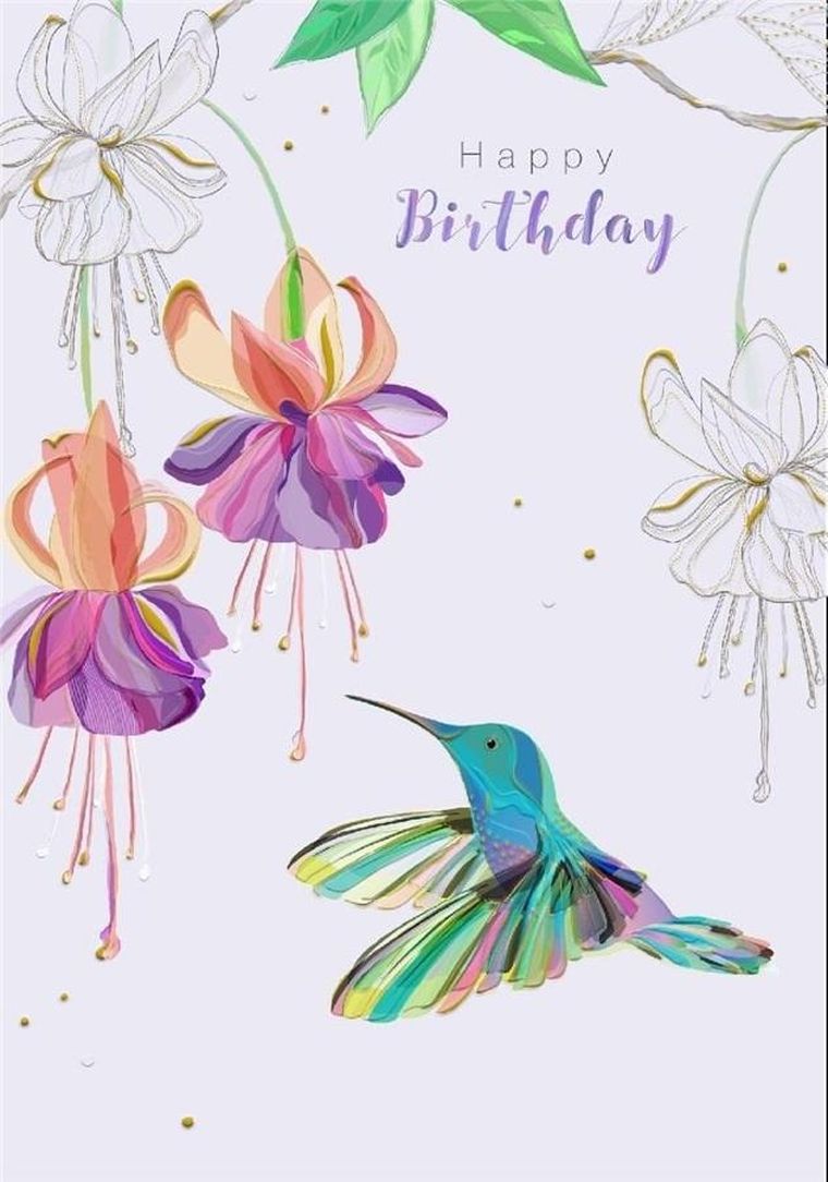 Karnet B6 + koperta, urodziny, koliber