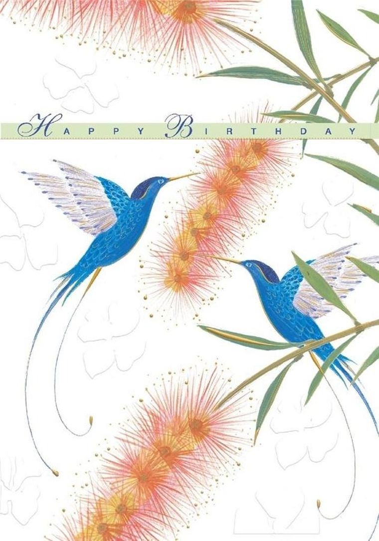Karnet B6 + koperta, urodziny, kolibry