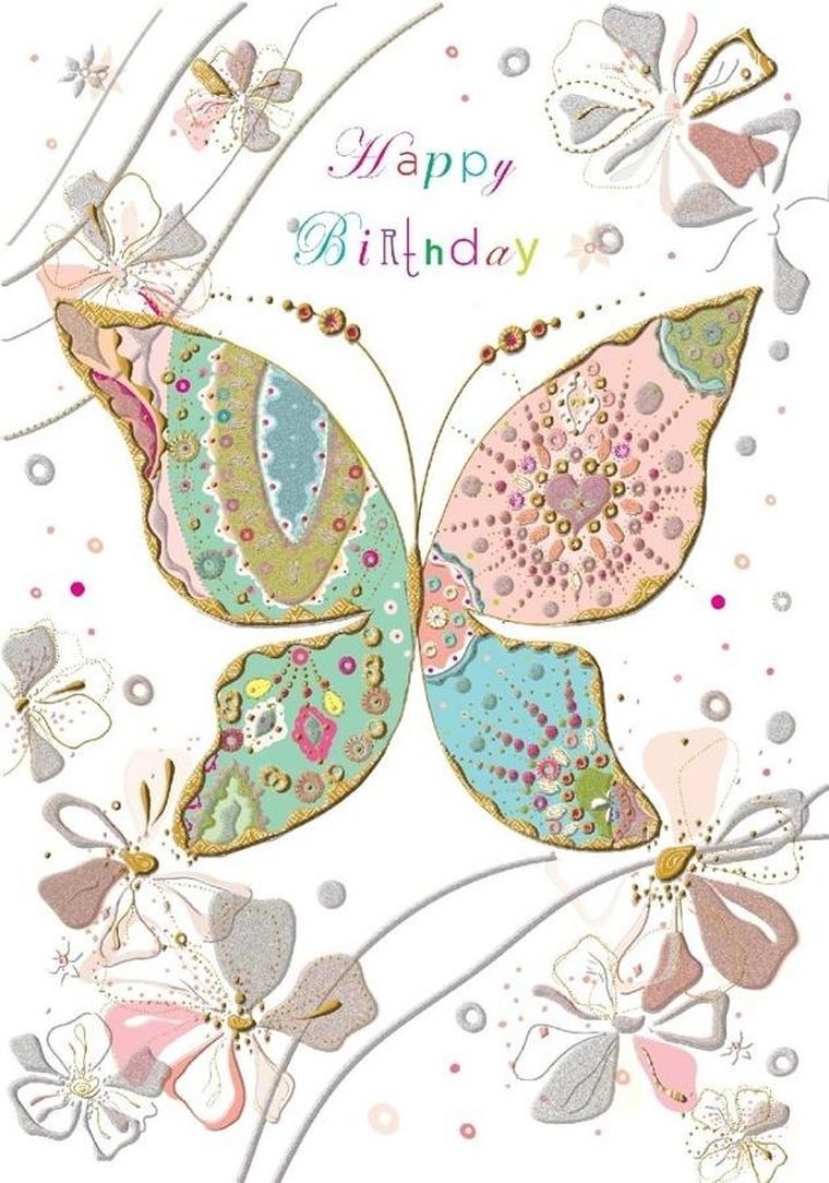Karnet B6 + koperta, urodziny, motyl
