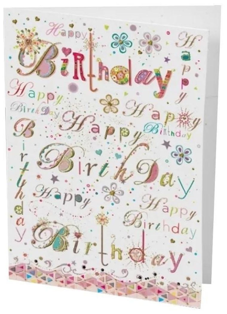 Karnet B6 + koperta, urodziny, zote napisy