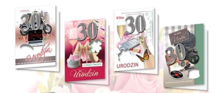 Karnet B6, z naklejką 30-ste urodziny, 10 szt., mix