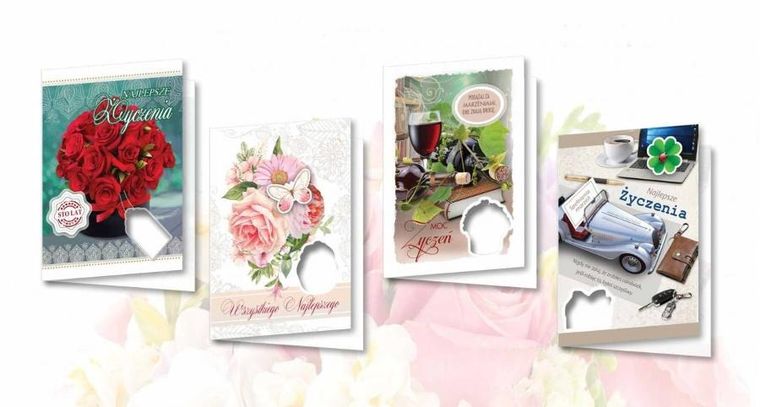 Karnet B6, z naklejką, życzenia, 10 szt.