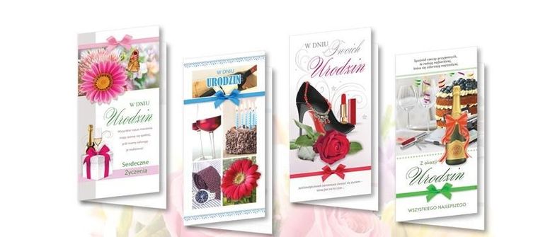 Karnet de lux, urodziny, 10 szt.