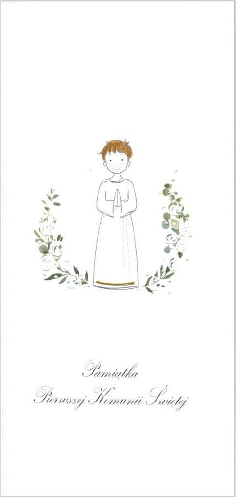 Karnet Komunia, chłopiec, alba