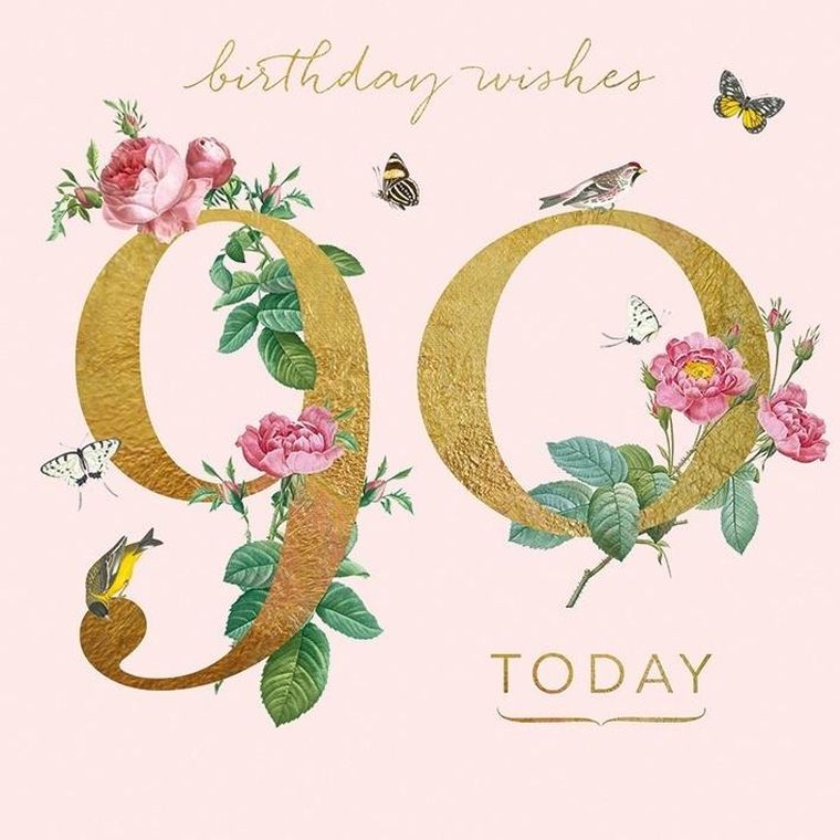 Karnet kwadrat z kopertą, Urodziny 90