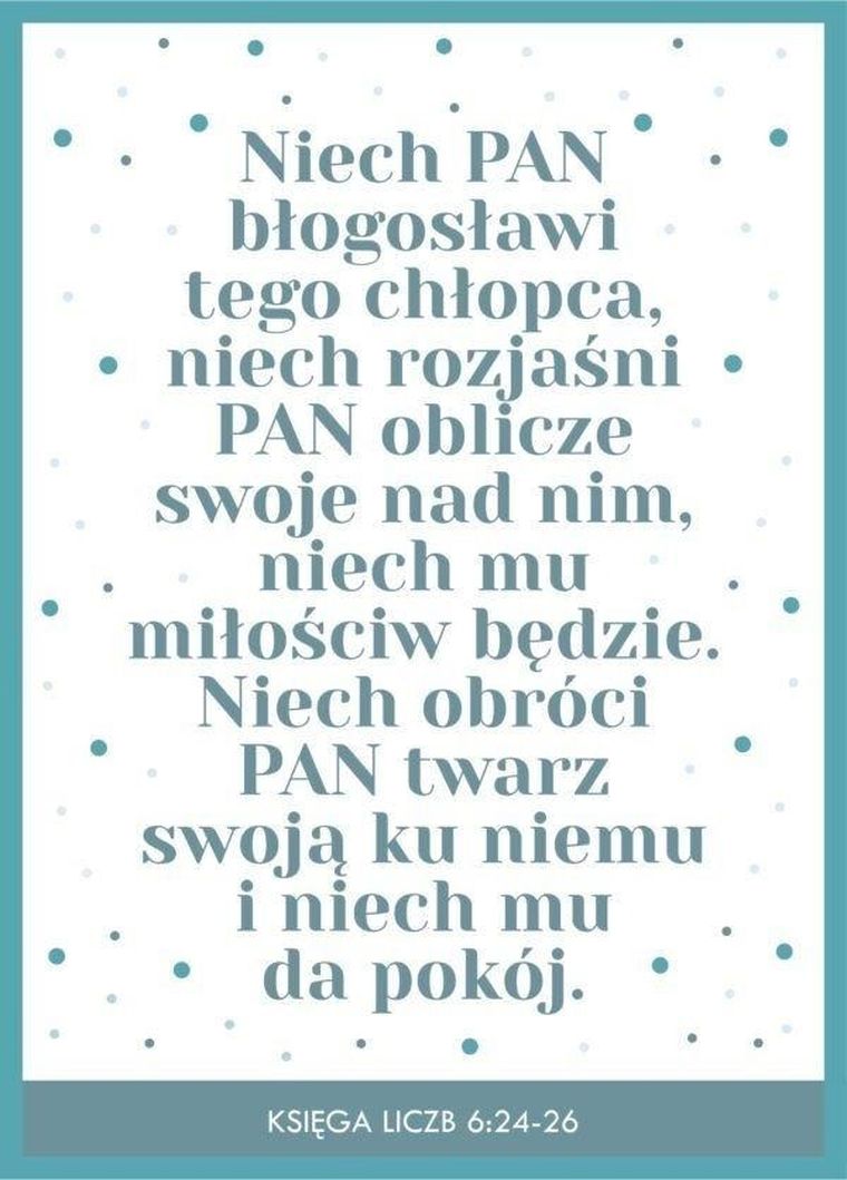Karnet, Niech Pan błogosławi tego chłopca...