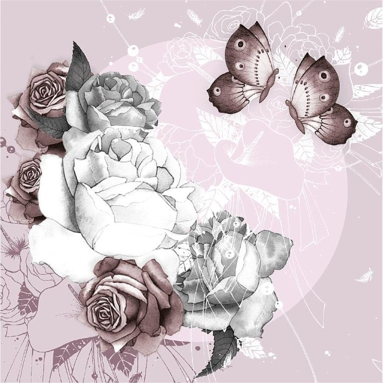 Karnet Swarovski, kwadrat, Kwiaty i motyle