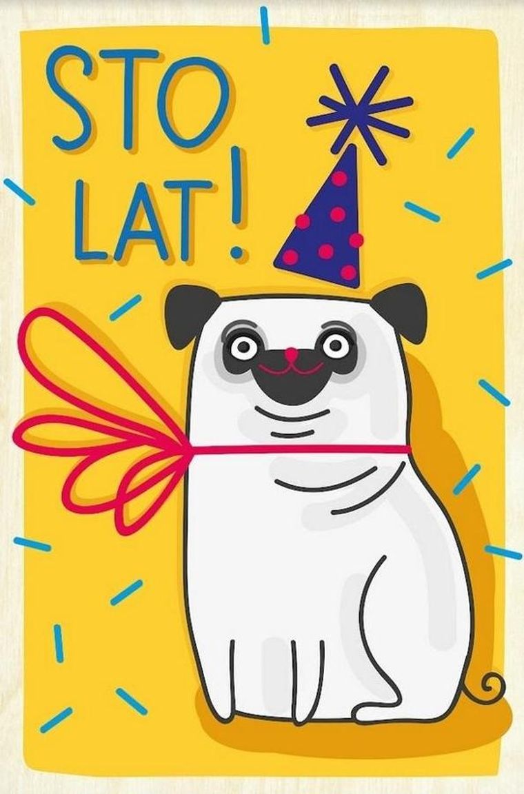 Karnet urodzinowy, mops