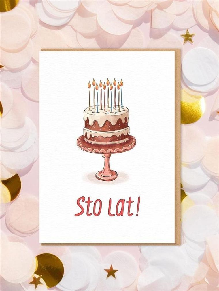 Karnet urodziny, tort sto lat