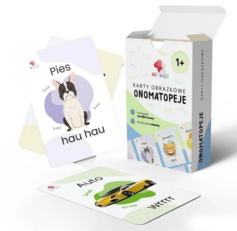 Karty edukacyjne. Onomatopeje. 34 szt.