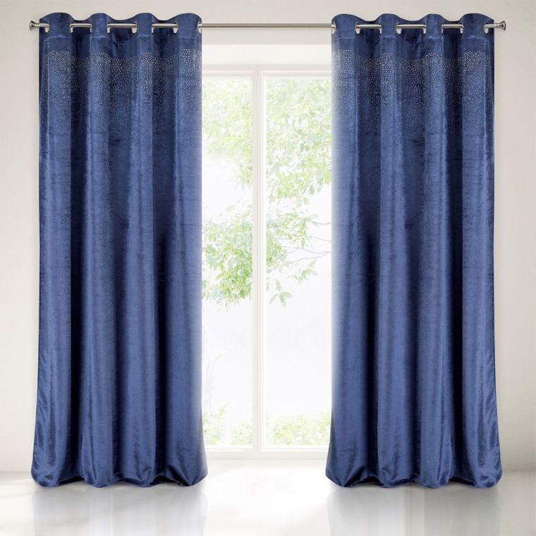 Kasandra, zasłona welwetowa na przelotkach, zdobiona cyrkoniami, 140-250 cm