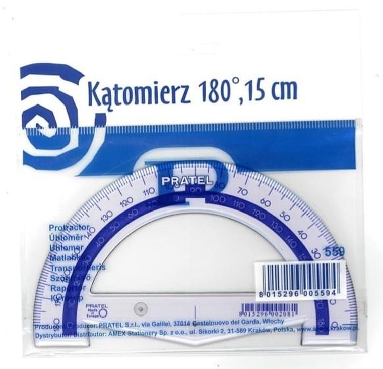 Kątomierz, 15 cm, 180 stopni