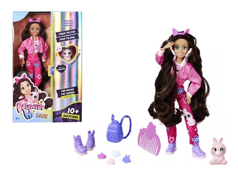 Kawaii Hi, Lucy i Momo, lalka z figurką króliczka, zestaw z akcesoriami