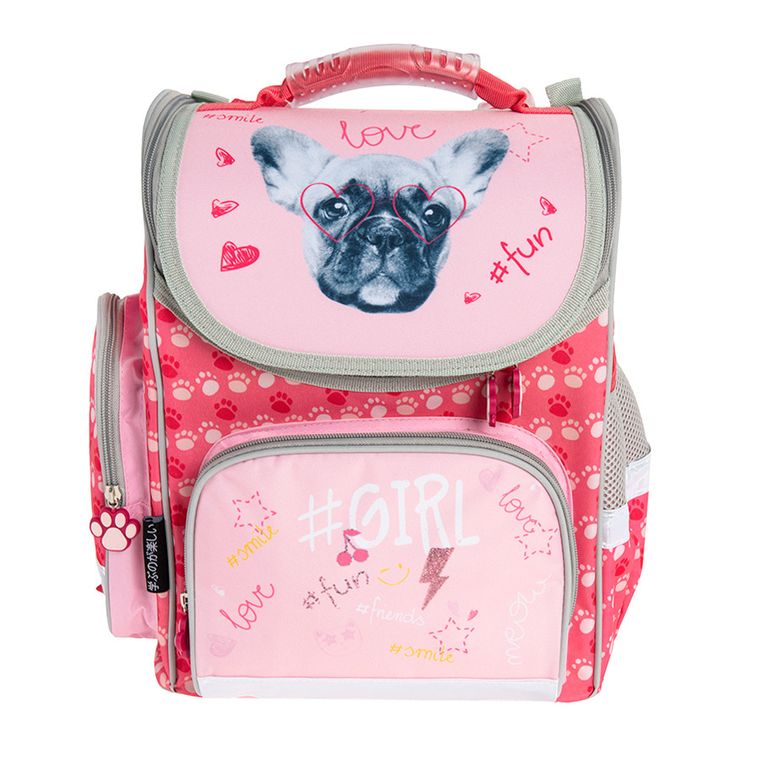 Kayokki, Buldog, tornister szkolny, plecak szkolny, różowy