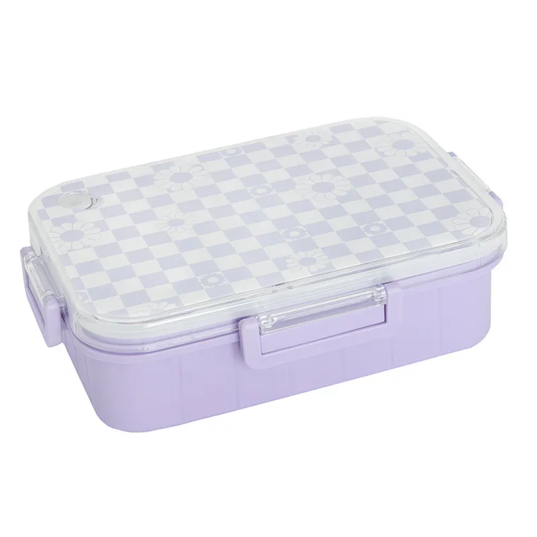 Kayokki, lunchbox dzielony, Szachownica, fioletowo-biała