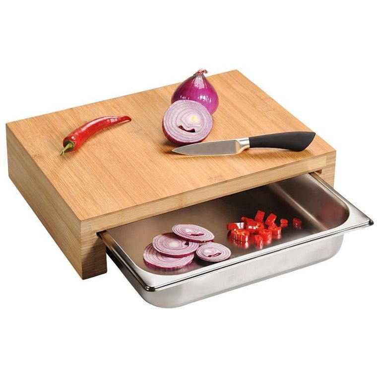 Kesper, bambusowa deska do krojenia, wysoka z wyciąganym pojemnikiem