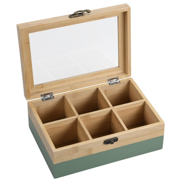 Kesper, bambusowa herbaciarka z 6 przegródkami, 21-15-8 cm