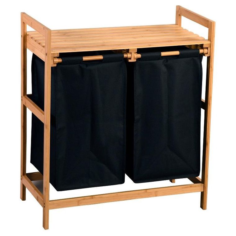 Kesper, kosz na pranie, bambusowy, dwukomorowy, 64-73 cm