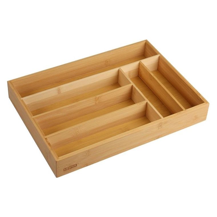 Kesper, organizer na sztućce, 6 komorowy, bambusowy, 35,5-25,5-5 cm