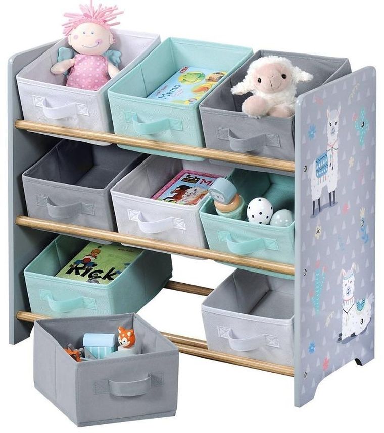 Kesper, organizer na zabawki z pojemnikami tekstylnymi, lamy