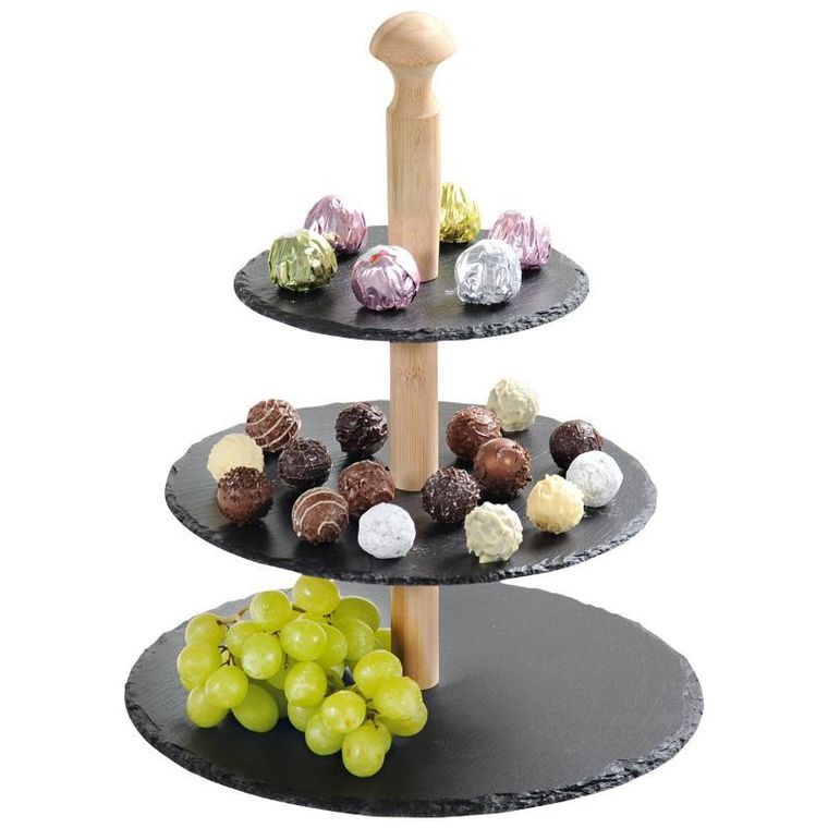 Kesper, patera 3-poziomowa, łupek kamienny