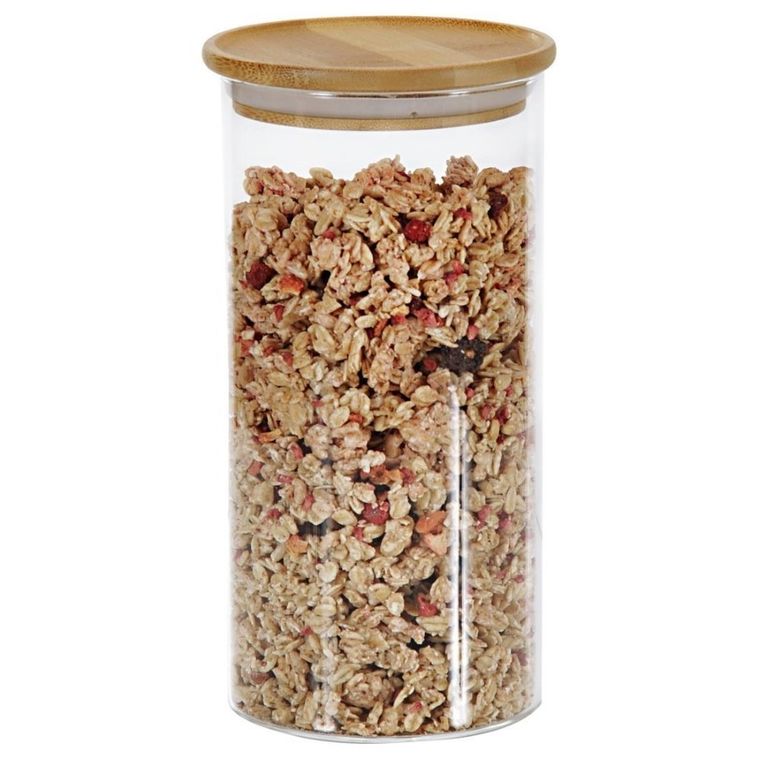 Kesper, pojemnik szklany z pokrywką z bambusa, 1,2 l