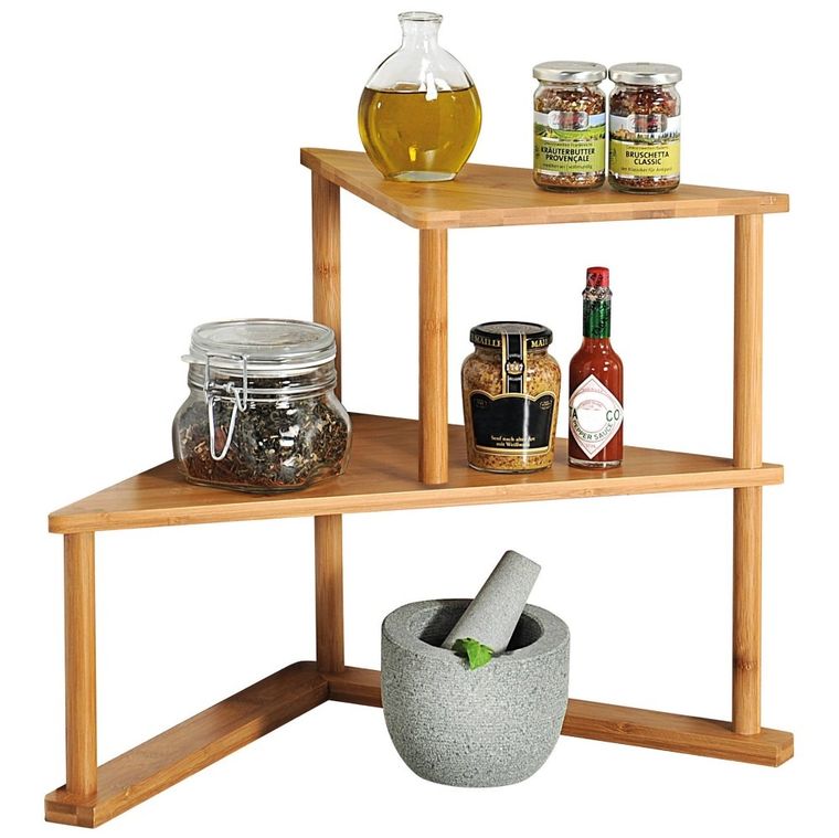 Kesper, półka narożna do kuchni, 2 poziomy, bambus