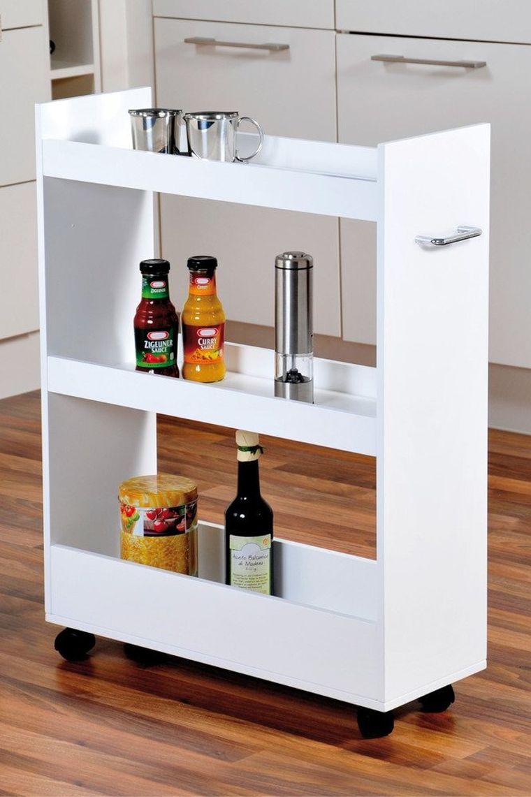Kesper, regał kuchenny, na kółkach, 3 poziomy, biały