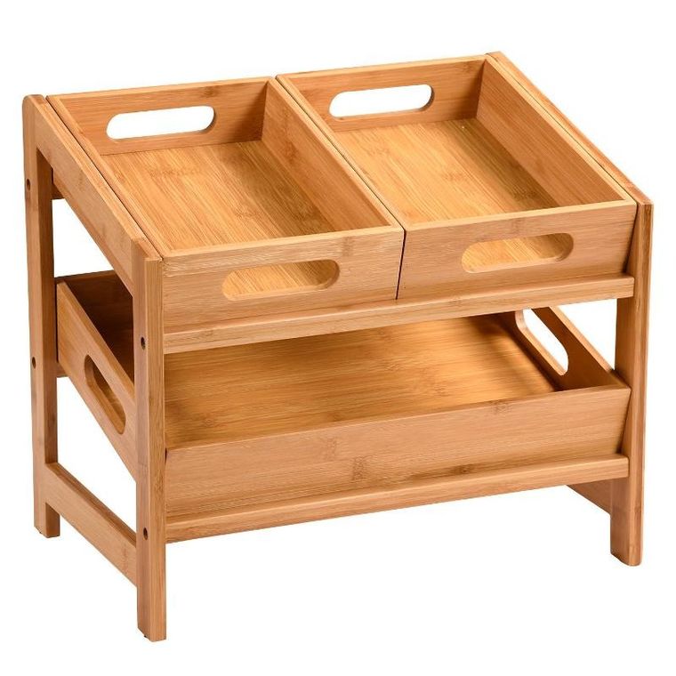 Kesper, regał kuchenny z wyciąganymi tacami, bambus, 39.5-26 cm