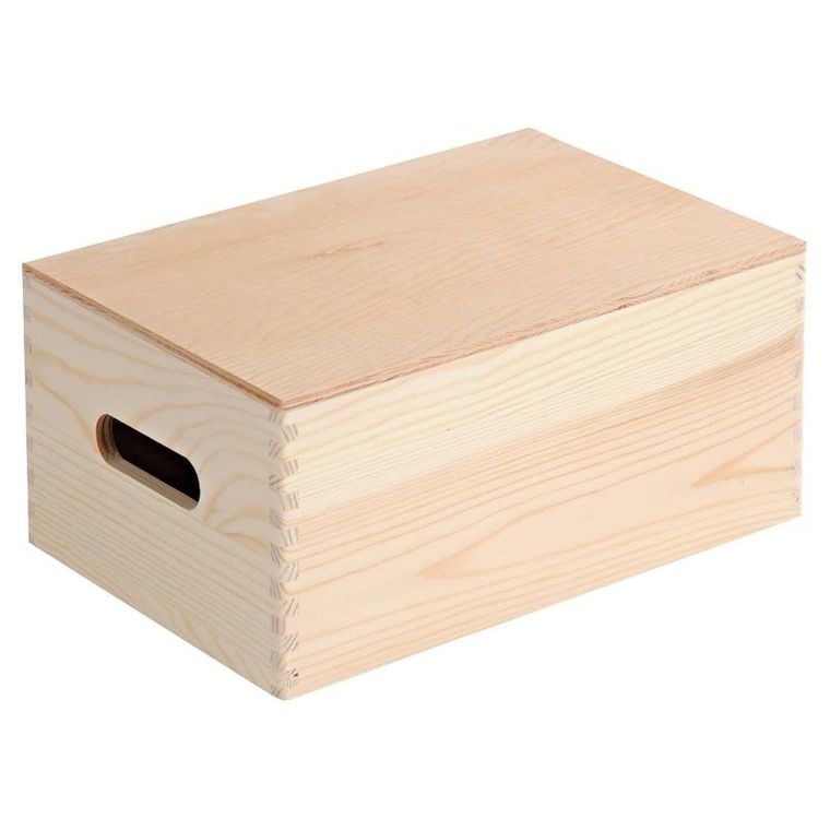 Kesper, skrzynka drewniana z uchwytami i pokrywą, 29-19 cm