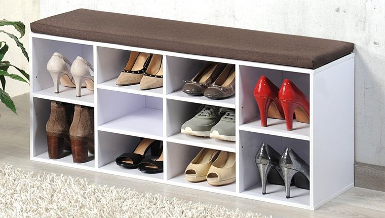 Kesper, szafka na buty do przedpokoju, biała komoda z siedziskiem