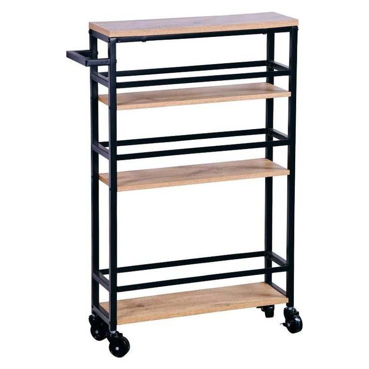 Kesper, wąski barek kuchenny z uchwytem i drewnianymi półkami, 81-50-15 cm