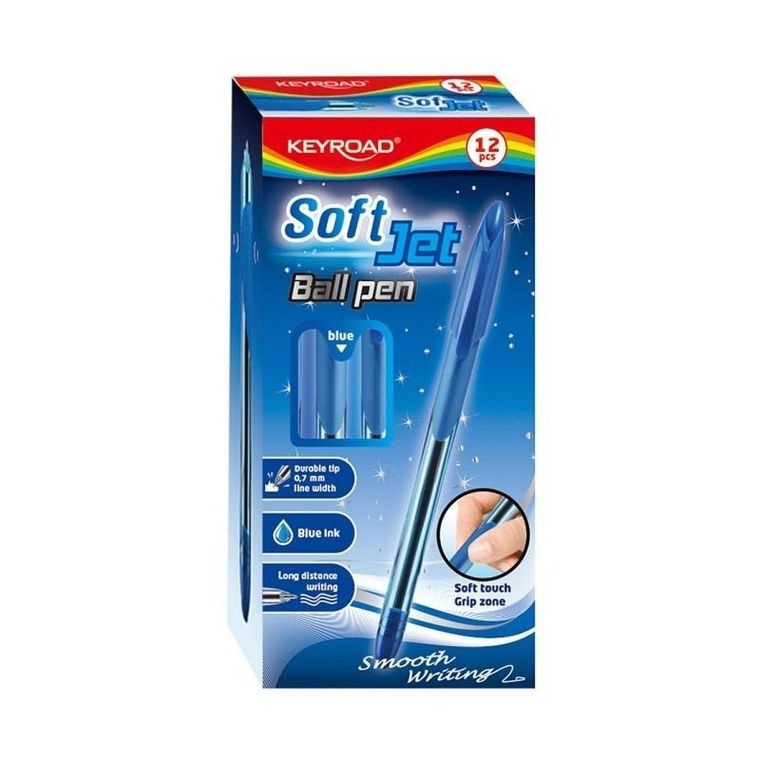 Keyroad, długopis klasyczny, niebieski, 0,7 mm, 12 szt.