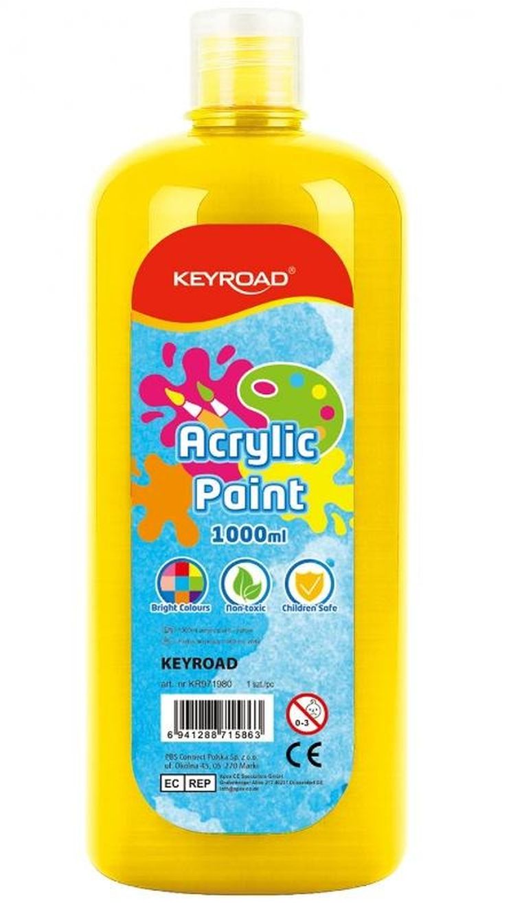 Keyroad, farba akrylowa, żółta, 1000 ml