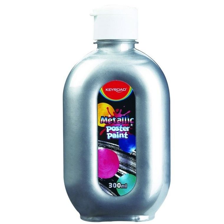 Keyroad, farba plakatowa, metaliczna, srebrna, 300 ml