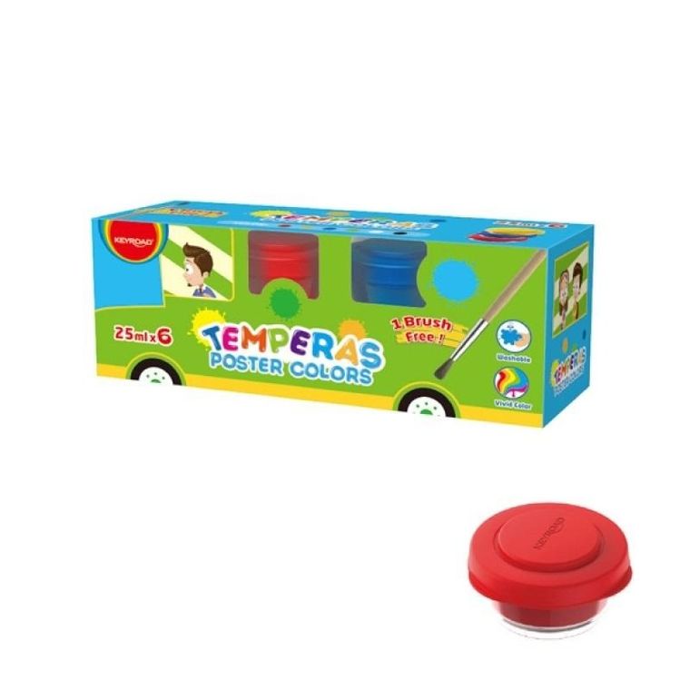 Keyroad, farby plakatowe 6-25 ml + pędzelek