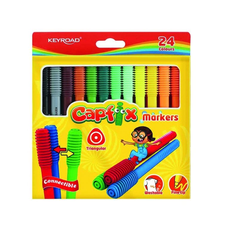 Keyroad, flamastry zmywalne, trójkątne, łączone, 24 szt.