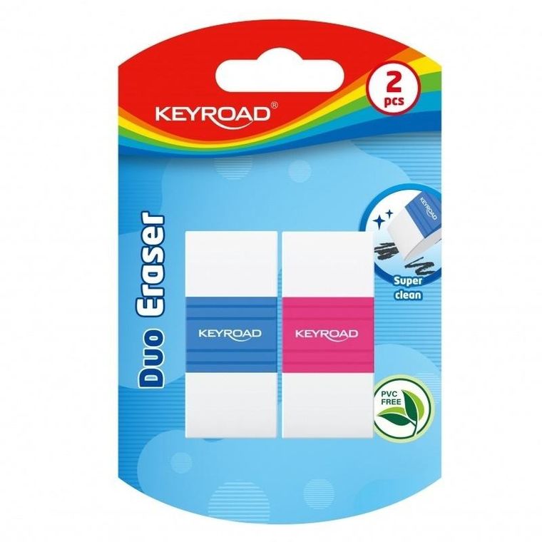 Keyroad, gumka do ścierania, dwukolorowa, 2 szt.