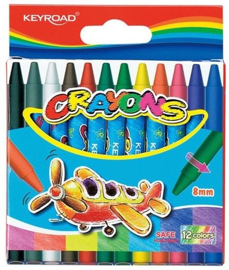 Keyroad, kredki świecowe, 8mm, 12 kolorów
