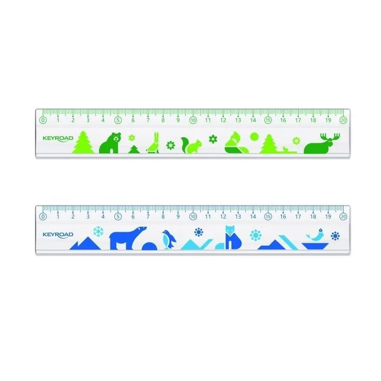Keyroad, linijka plastikowa, transparentna z nadrukiem, 20 cm