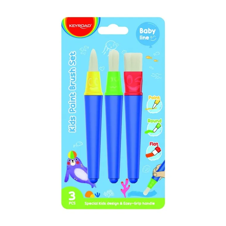 Keyroad, pędzle płaskie, 3 szt.