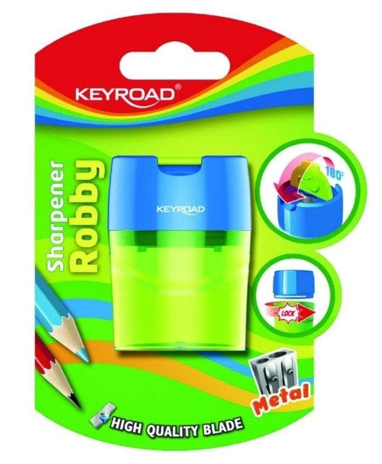 Keyroad, temperówka metalowa z pojemnikiem, podwójna