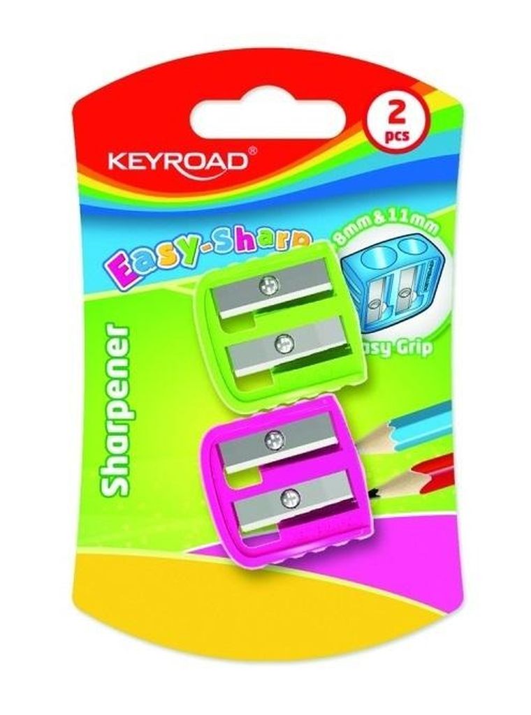 Keyroad, temperówka plastikowa, podwójna, pastel, 2 szt.