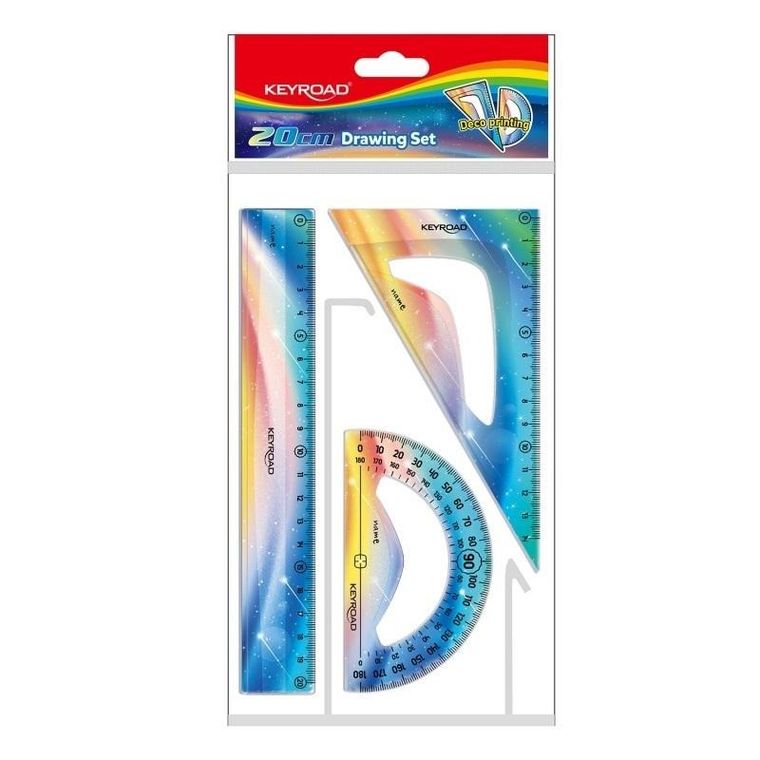 Keyroad, Twilight, zestaw geometryczny z linijką, 20 cm